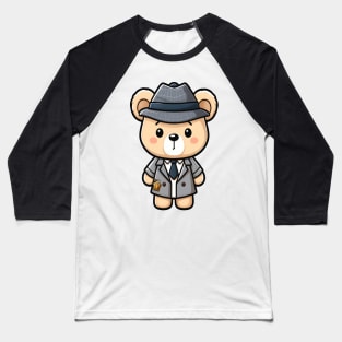 Cute Detective Bear Kawaii Baseball T-Shirt